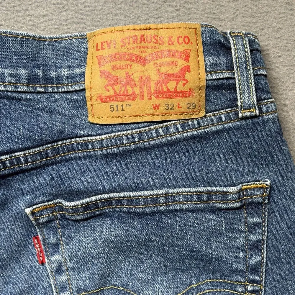 Levis 511 Mens 32x29 Slim Fit Straight Leg Blue Jeans Medium Wash Denim Casual